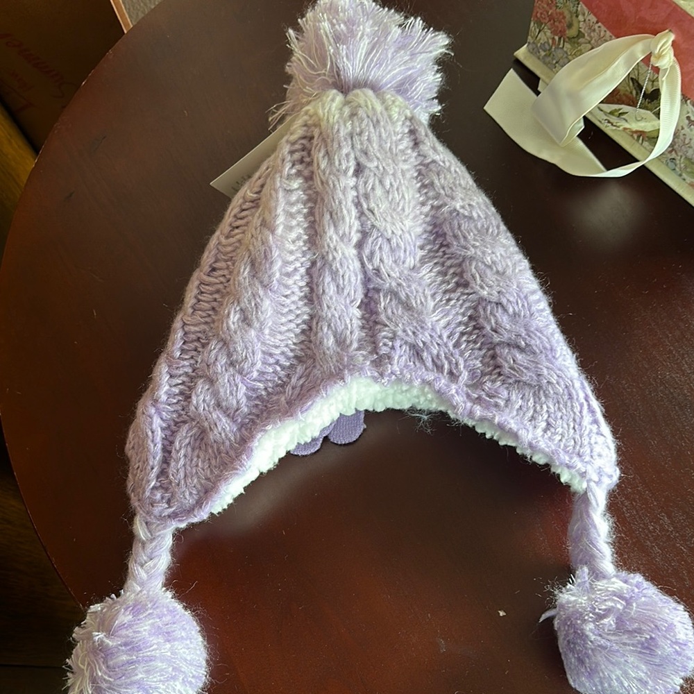 Light Purple Knit Kids Hat and Gloves